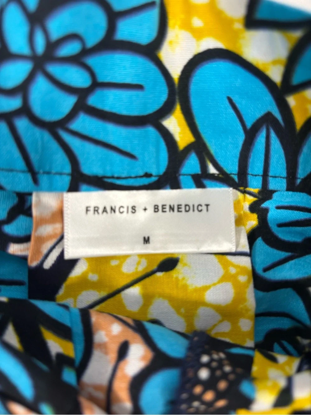 Francis + Benedict African Wax Print Floral Cotton Midi Skirt Pockets Size Med